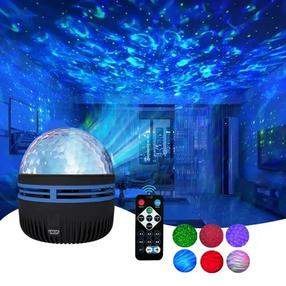 Proiector Galaxy Aurora LED – 360° Rotire, Lumini Multicolore, Telecomandă, Atmosferă Spațială
