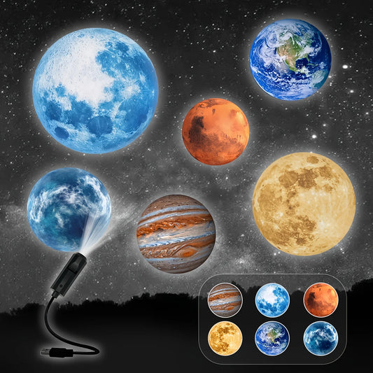 Proiector LED Planete & Lună – Lampă USB cu Modele Schimbabile, Decor Spectaculos pentru Cameră