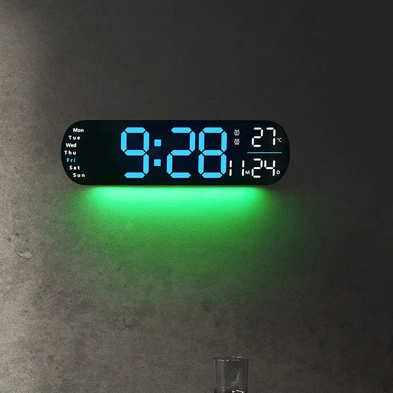 Ceas LED Modern 🔥 Ecran Mare + Temperatură & Umiditate – Control cu Telecomandă