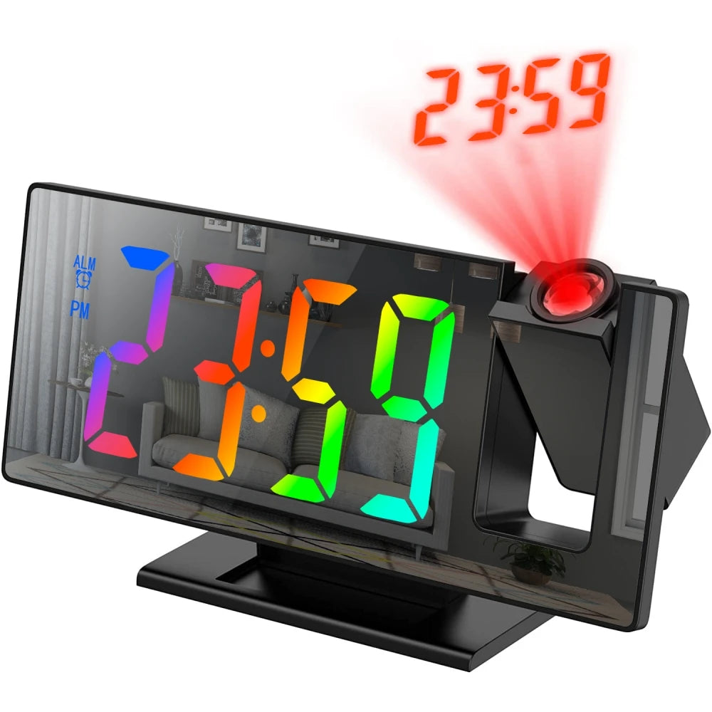 Ceas Deșteptător LED cu Proiecție – Afișare Timp pe Tavan, Temperatură & Snooze