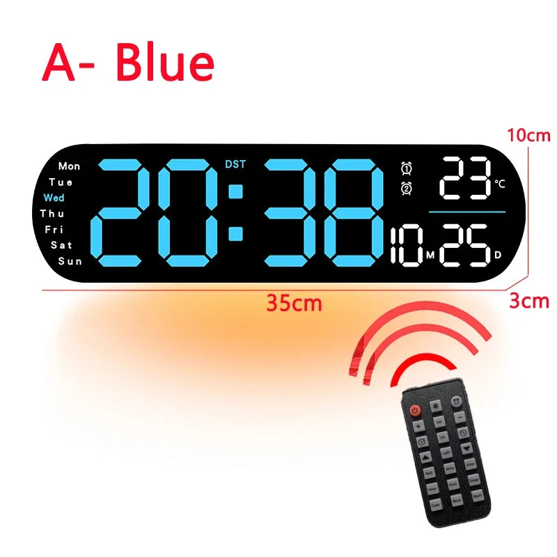 Ceas LED Modern 🔥 Ecran Mare + Temperatură & Umiditate – Control cu Telecomandă