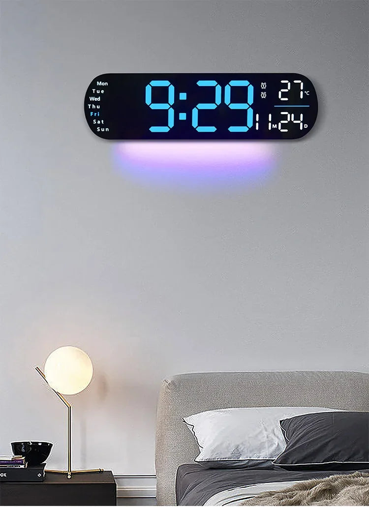 Ceas LED Modern 🔥 Ecran Mare + Temperatură & Umiditate – Control cu Telecomandă