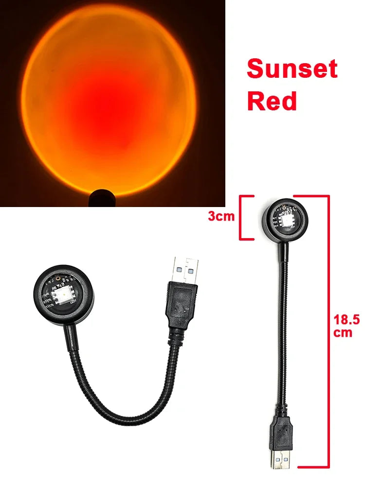 Lampă Proiector Sunset LED – Lumină Apus Rainbow pentru Atmosferă & Poze Perfecte