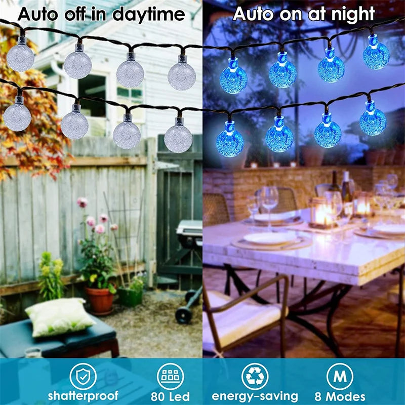 Atmosferă Magică în Grădină ✨ Instalație Solară 200 LED – Fără Curent, 100% Waterproof