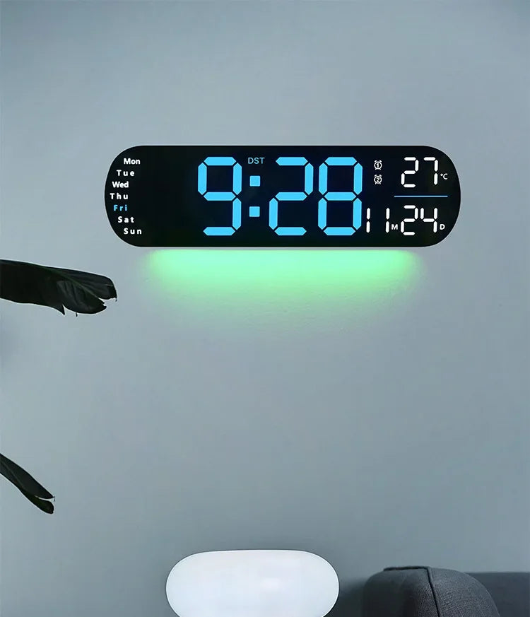 Ceas LED Modern 🔥 Ecran Mare + Temperatură & Umiditate – Control cu Telecomandă