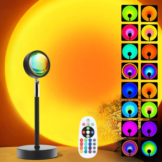 Lampă Proiector Sunset 16 Culori – Lumină RGB pentru Poze Aesthetic & Decor Modern