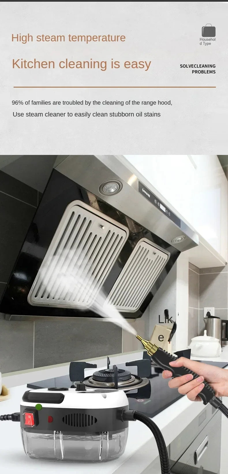 Aparat de Curățare cu Abur 2500W – Curățare Profundă pentru Bucătărie, Baie, Mașină și Podele