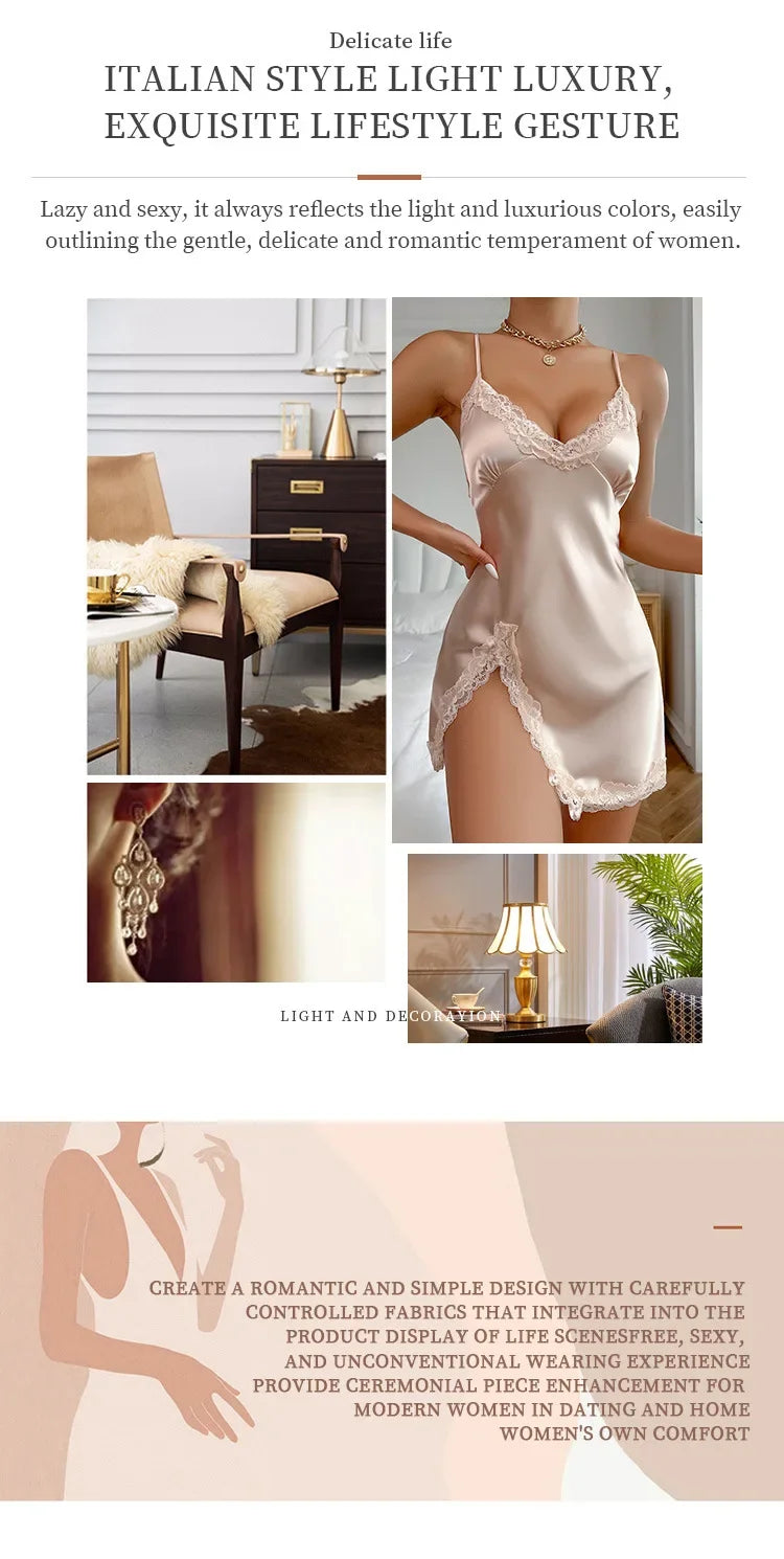 Cămașă de Noapte Leopard cu Dantelă – Rochie Elegantă pentru Femei, Design V-Neck