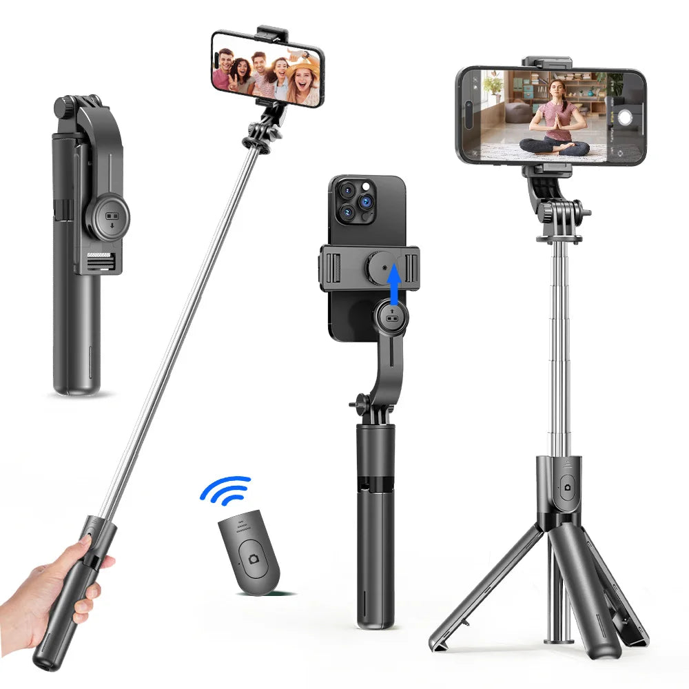 Selfie Stick Tripod 3in1 cu Telecomandă Bluetooth – Rotire 360°, Extensibil, cu Lumină LED pentru Poze & TikTok