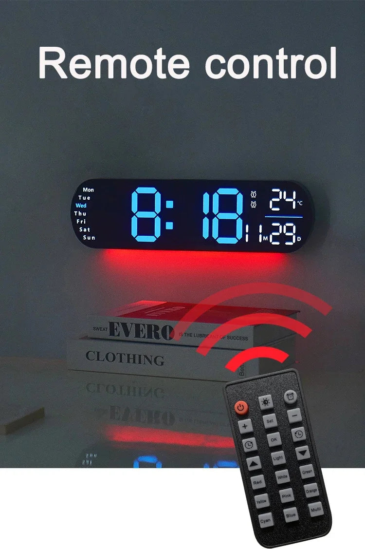 Ceas LED Modern 🔥 Ecran Mare + Temperatură & Umiditate – Control cu Telecomandă