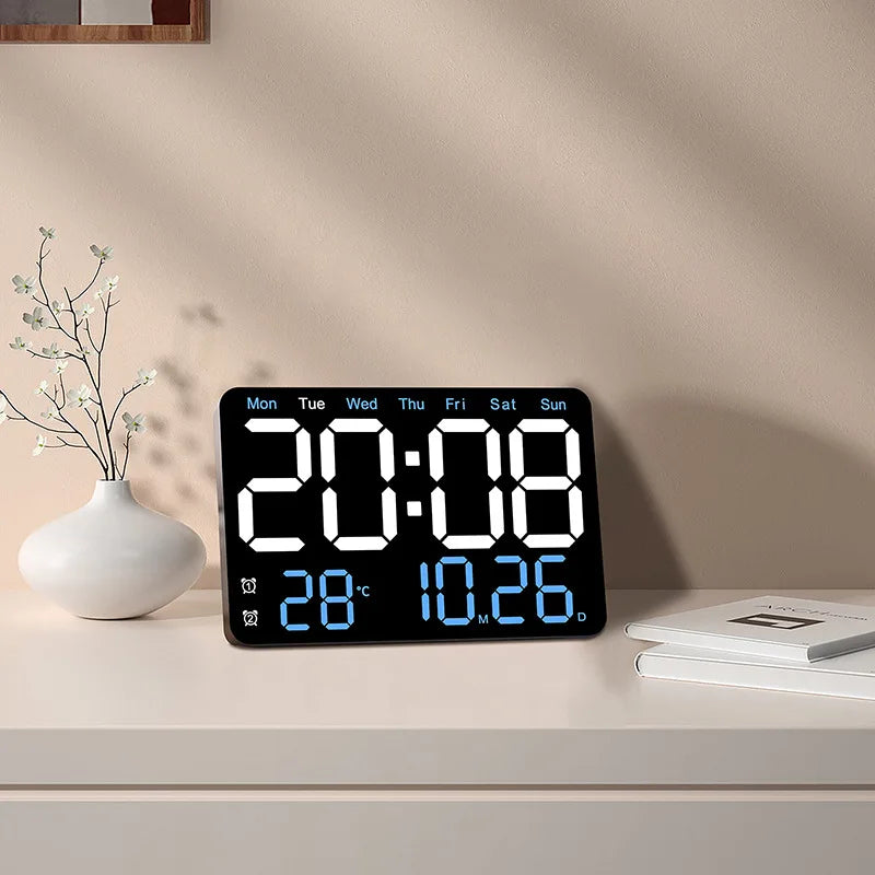 Ceas LED Modern 🔥 Ecran Mare + Temperatură & Umiditate – Control cu Telecomandă