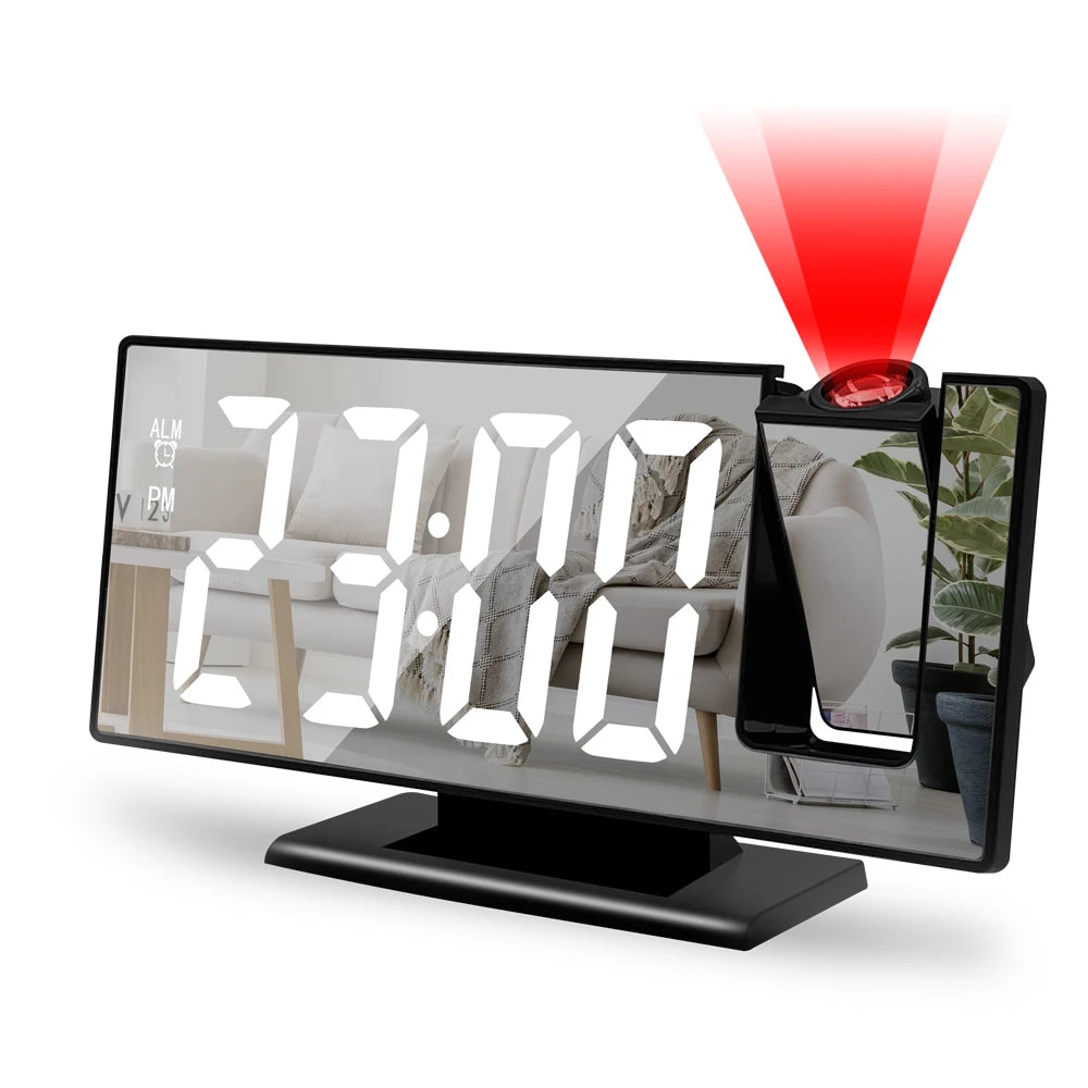 Ceas Deșteptător LED cu Proiecție – Afișare Timp pe Tavan, Temperatură & Snooze