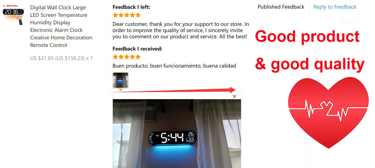 Ceas LED Modern 🔥 Ecran Mare + Temperatură & Umiditate – Control cu Telecomandă