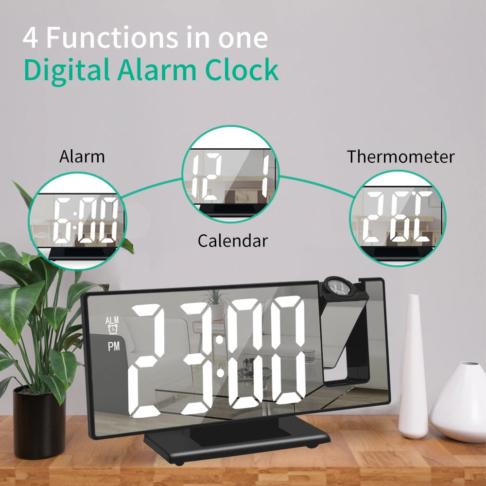 Ceas Deșteptător LED cu Proiecție – Afișare Timp pe Tavan, Temperatură & Snooze