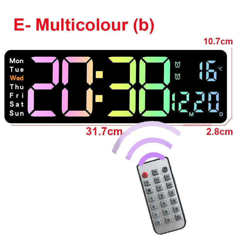 Ceas LED Modern 🔥 Ecran Mare + Temperatură & Umiditate – Control cu Telecomandă