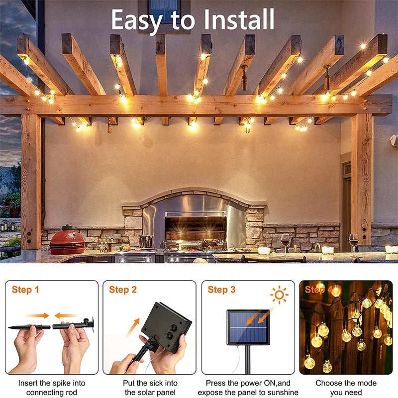 Atmosferă Magică în Grădină ✨ Instalație Solară 200 LED – Fără Curent, 100% Waterproof