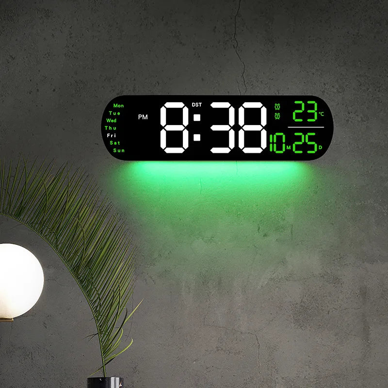 Ceas LED Modern 🔥 Ecran Mare + Temperatură & Umiditate – Control cu Telecomandă