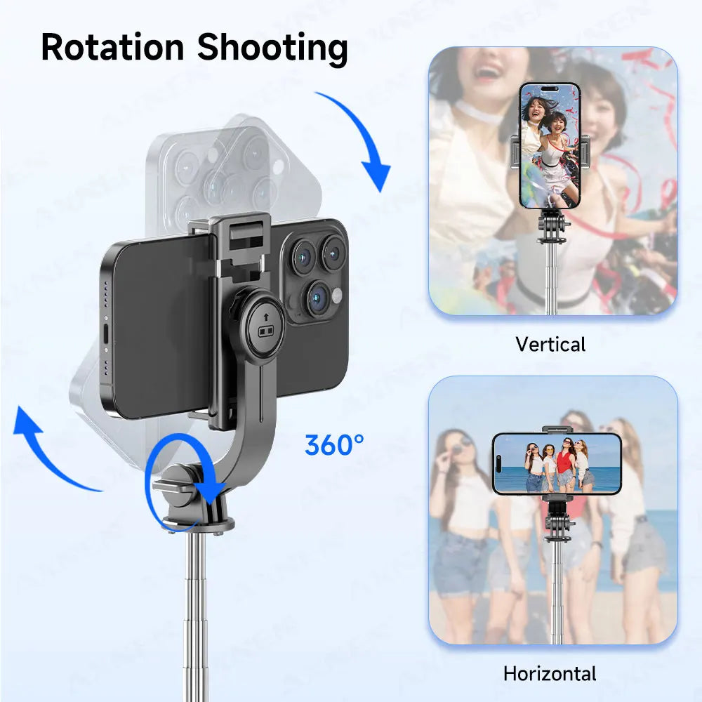 Selfie Stick Tripod 3in1 cu Telecomandă Bluetooth – Rotire 360°, Extensibil, cu Lumină LED pentru Poze & TikTok