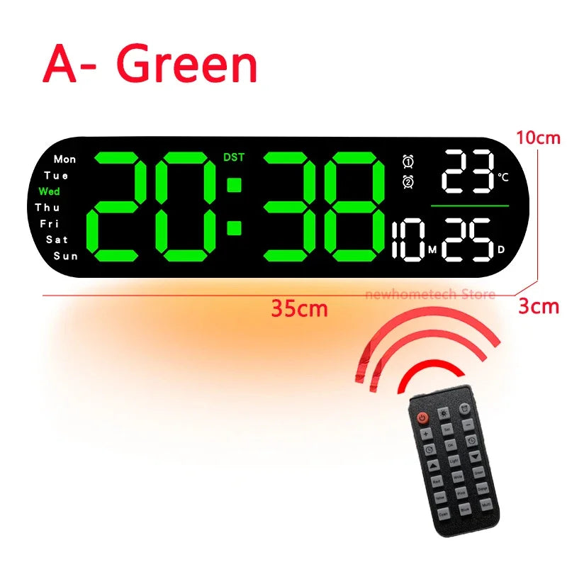 Ceas LED Modern 🔥 Ecran Mare + Temperatură & Umiditate – Control cu Telecomandă