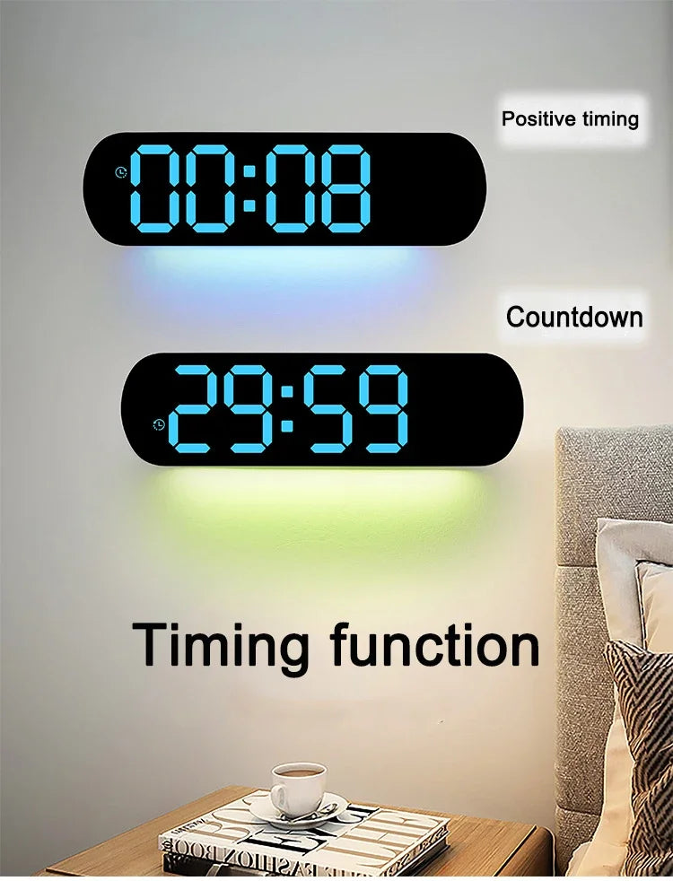 Ceas LED Modern 🔥 Ecran Mare + Temperatură & Umiditate – Control cu Telecomandă