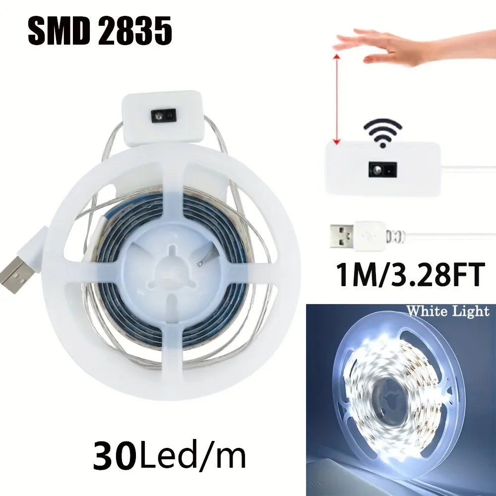 Bandă LED cu Senzor Gestual – 1M USB, Dimabilă, Iluminare Smart pentru TV, Bucătărie & Mobilă