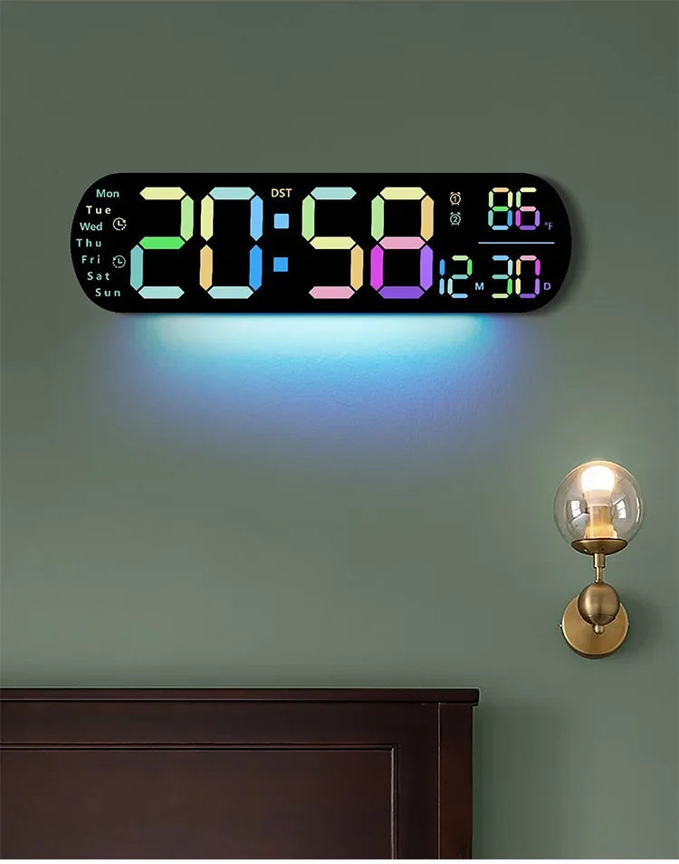 Ceas LED Modern 🔥 Ecran Mare + Temperatură & Umiditate – Control cu Telecomandă