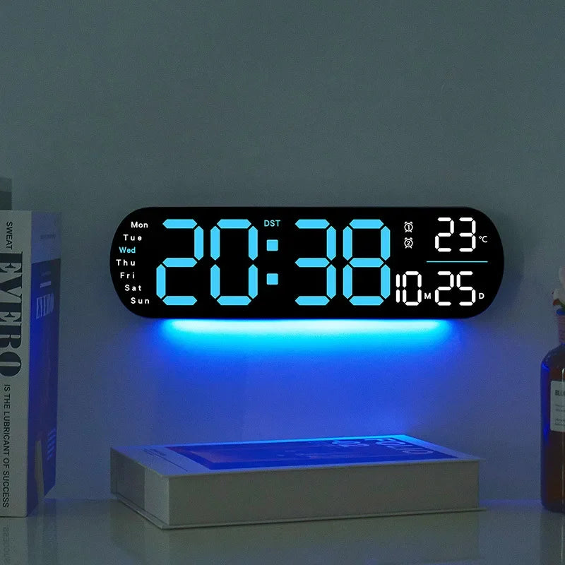 Ceas LED Modern 🔥 Ecran Mare + Temperatură & Umiditate – Control cu Telecomandă