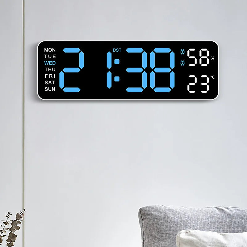 Ceas LED Modern 🔥 Ecran Mare + Temperatură & Umiditate – Control cu Telecomandă