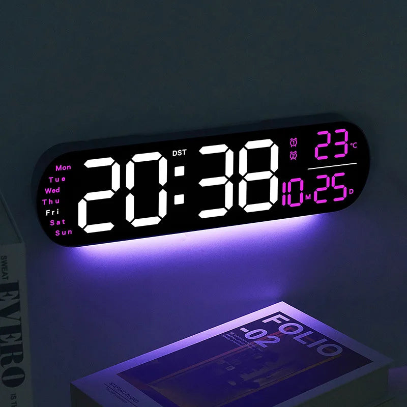 Ceas LED Modern 🔥 Ecran Mare + Temperatură & Umiditate – Control cu Telecomandă