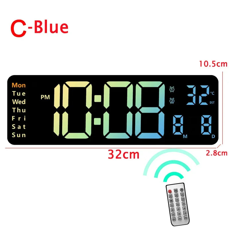 Ceas LED Modern 🔥 Ecran Mare + Temperatură & Umiditate – Control cu Telecomandă