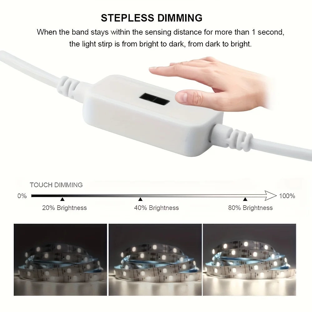 Bandă LED cu Senzor Gestual – 1M USB, Dimabilă, Iluminare Smart pentru TV, Bucătărie & Mobilă