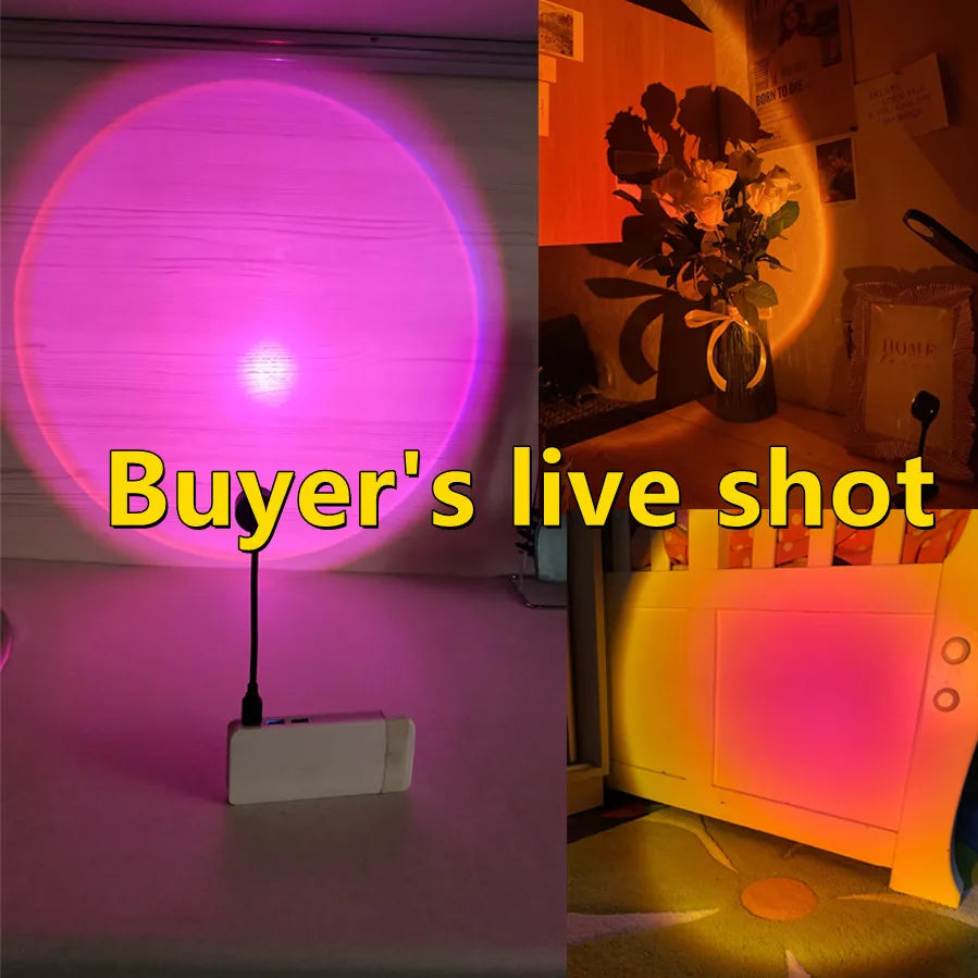 Lampă Proiector Sunset LED RnnTuu – Lumină Apus pentru Poze Aesthetic & Decor Modern