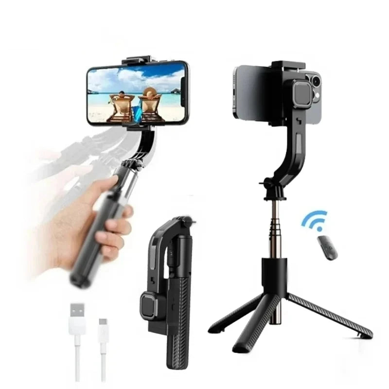 Gimbal Stabilizator Bluetooth 3in1 – Selfie Stick + Trepied, Filmare Stabilă pentru Telefon