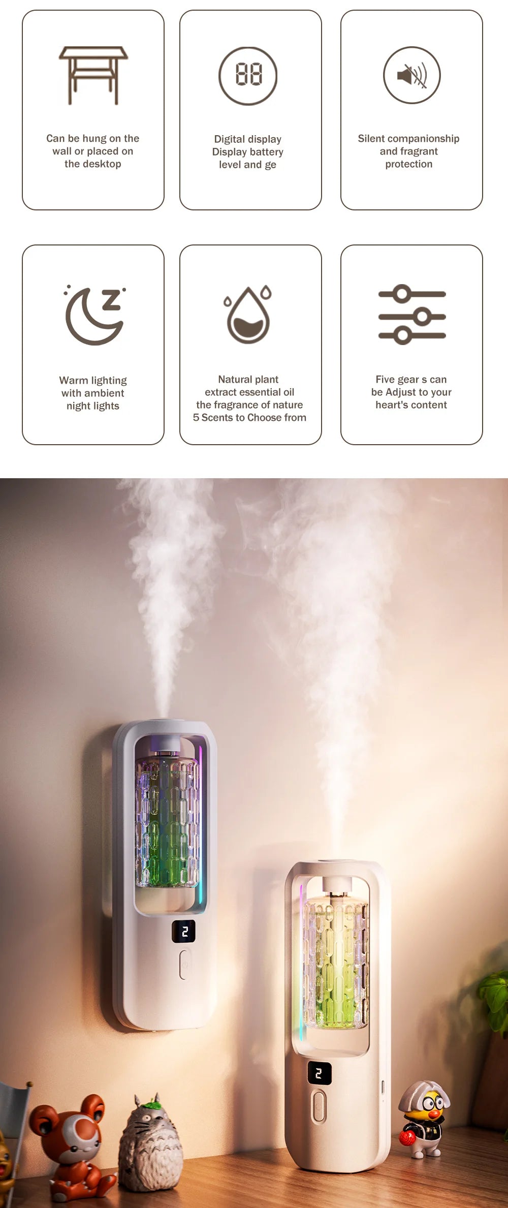 Difuzor Aromaterapie Automat – Elimină Mirosurile și Parfumează Casa cu Uleiuri Esențiale