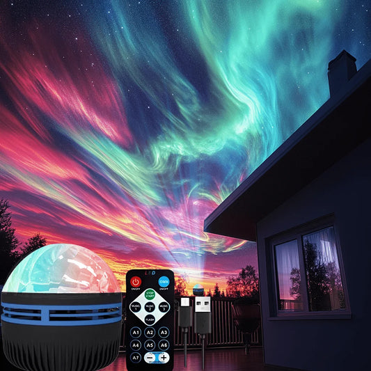 Proiector LED Cer Înstelat & Aurora – 7 Culori, Rotire Automată, Telecomandă, Atmosferă Relaxantă