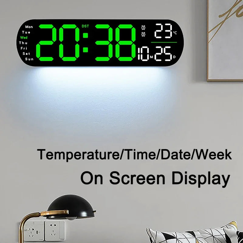 Ceas LED Modern 🔥 Ecran Mare + Temperatură & Umiditate – Control cu Telecomandă