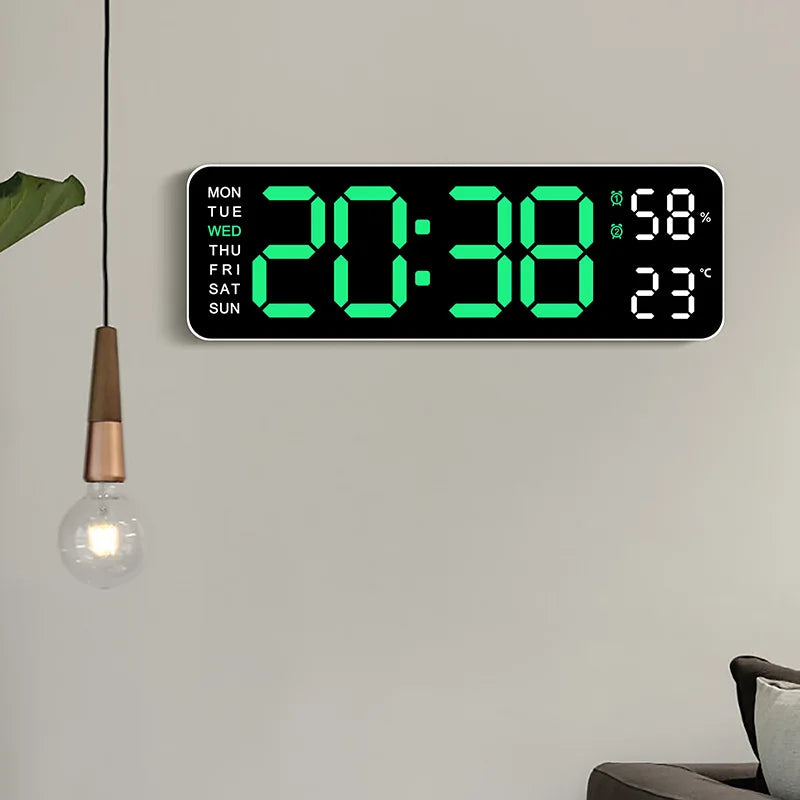 Ceas LED Modern 🔥 Ecran Mare + Temperatură & Umiditate – Control cu Telecomandă