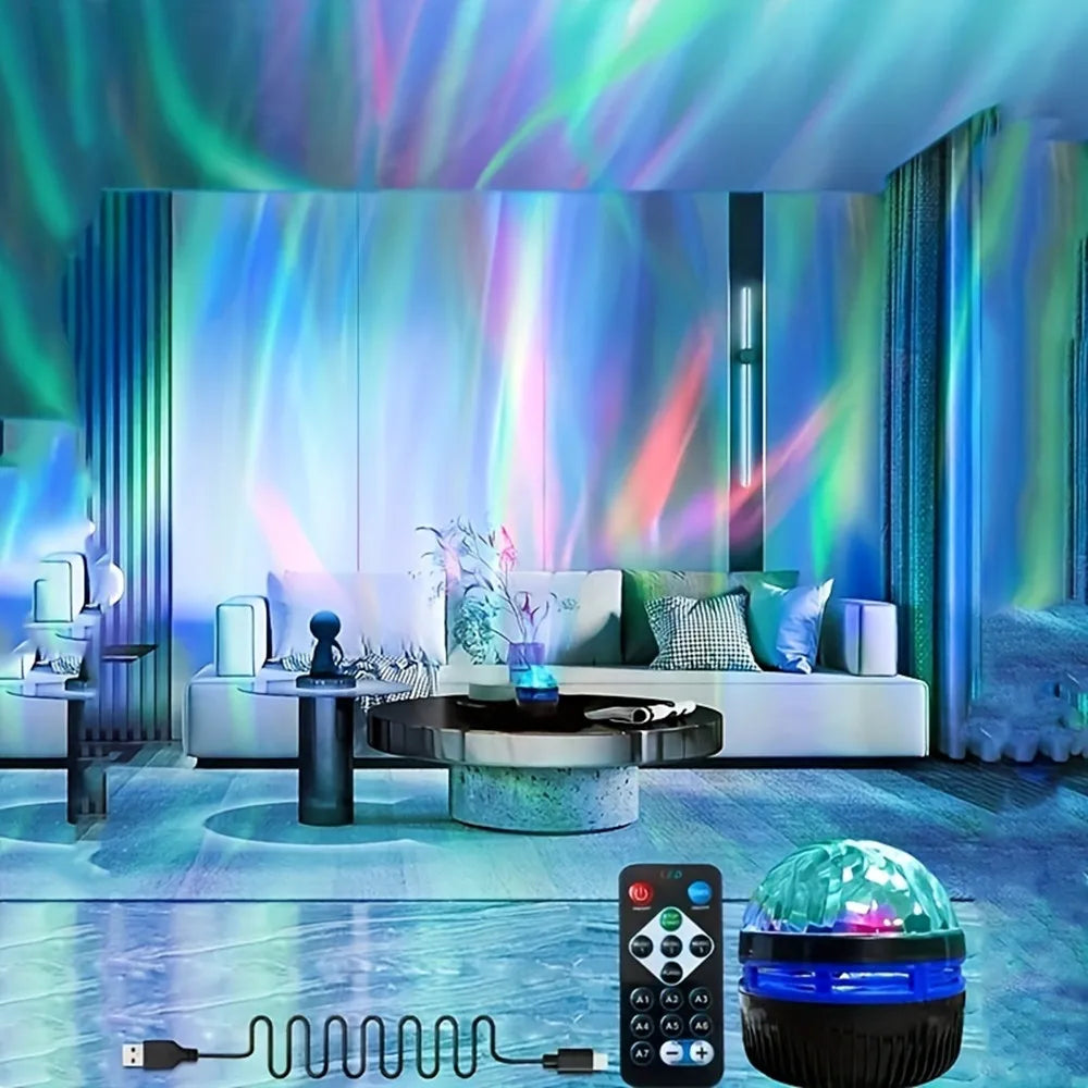 Proiector Galaxy Aurora LED – 360° Rotire, Lumini Multicolore, Telecomandă, Atmosferă Spațială
