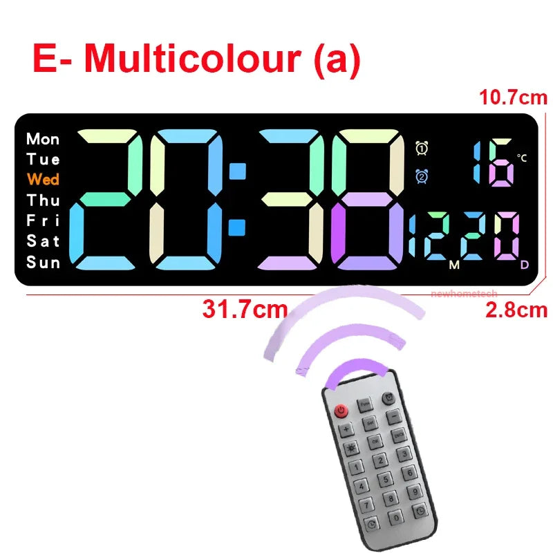 Ceas LED Modern 🔥 Ecran Mare + Temperatură & Umiditate – Control cu Telecomandă