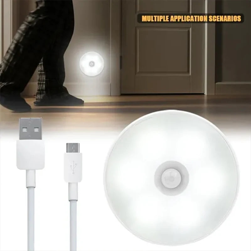 Lampă LED cu Senzor PIR – Reîncărcabilă USB, Fără Fir, pentru Dulap, Scară, Bucătărie sau Hol
