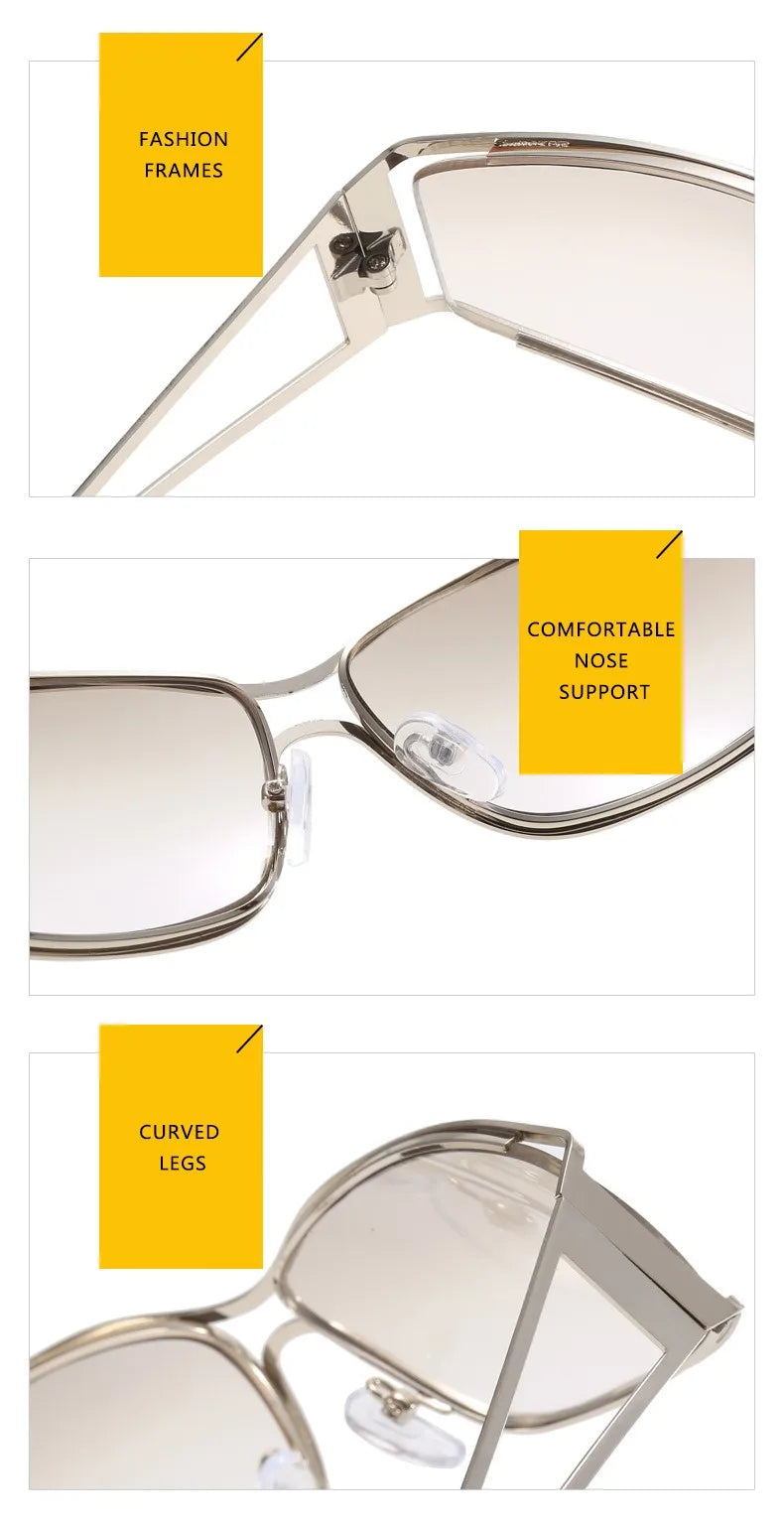 Stil Y2K 🔥 Ochelari Oversized cu Lentile Gradient – Look Modern & Îndrăzneț