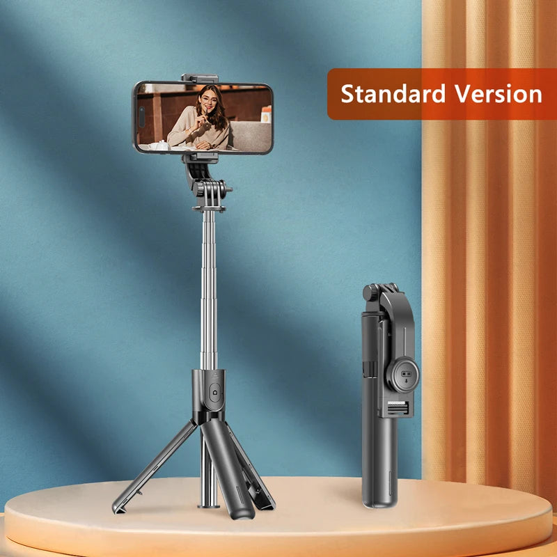 Selfie Stick Tripod 3in1 cu Telecomandă Bluetooth – Rotire 360°, Extensibil, cu Lumină LED pentru Poze & TikTok