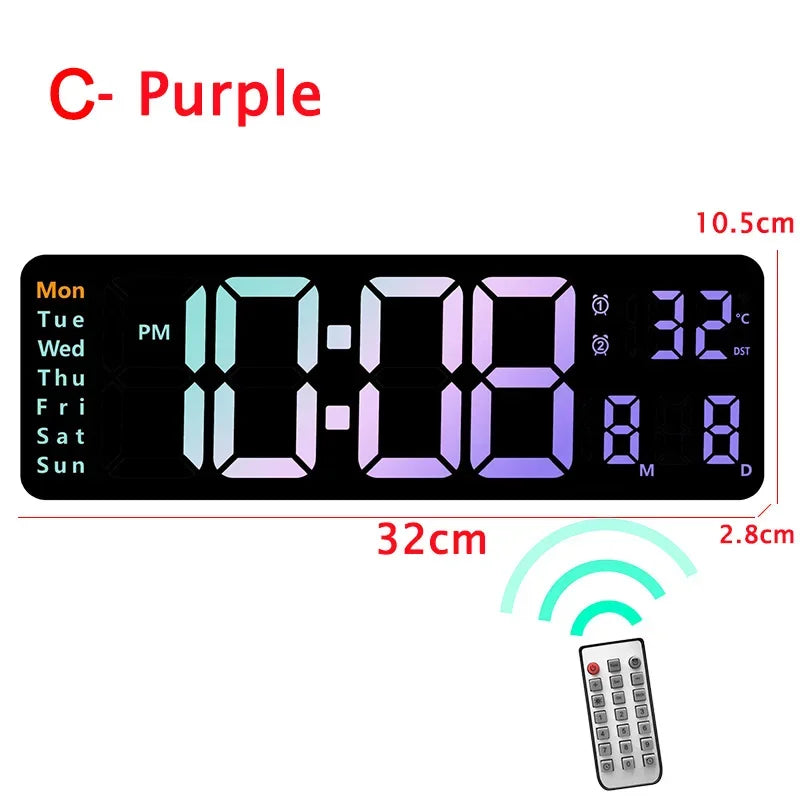 Ceas LED Modern 🔥 Ecran Mare + Temperatură & Umiditate – Control cu Telecomandă