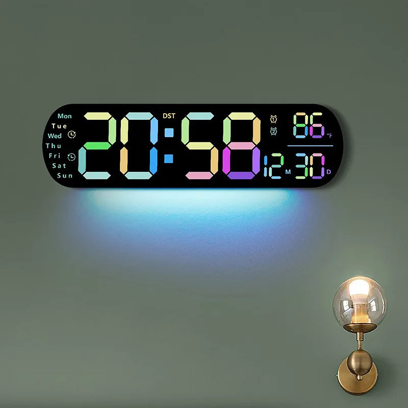 Ceas LED Modern 🔥 Ecran Mare + Temperatură & Umiditate – Control cu Telecomandă