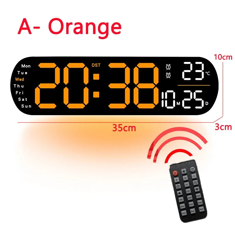 Ceas LED Modern 🔥 Ecran Mare + Temperatură & Umiditate – Control cu Telecomandă