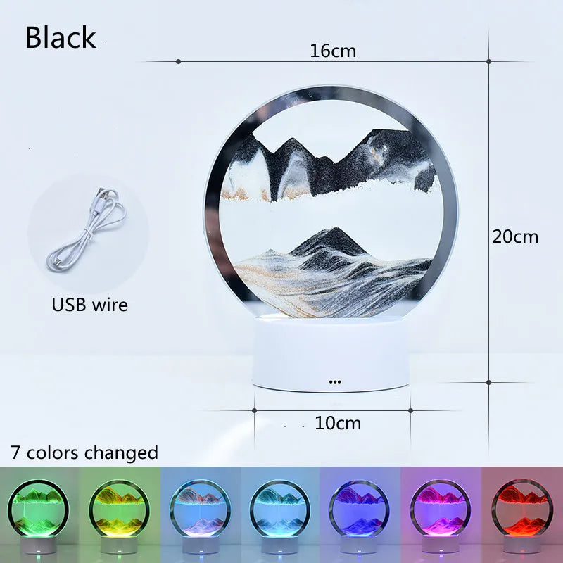Lampă Decorativă „Quicksand” 3D – Tablou cu Nisip în Mișcare, Efect Relaxant Anti-Stres