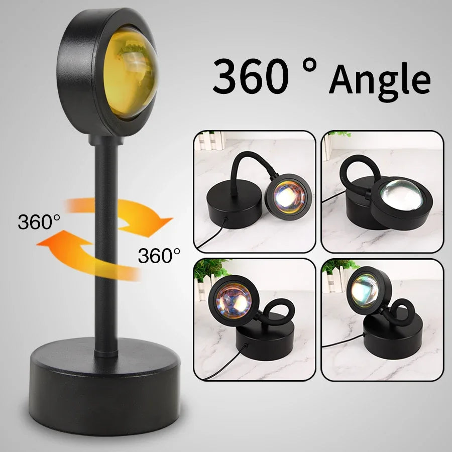 Lampă Proiector Sunset LED – Lumină Apus Rainbow pentru Atmosferă & Poze Perfecte