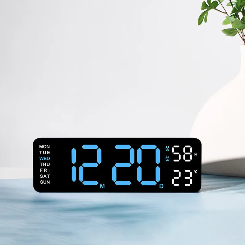 Ceas LED Modern 🔥 Ecran Mare + Temperatură & Umiditate – Control cu Telecomandă