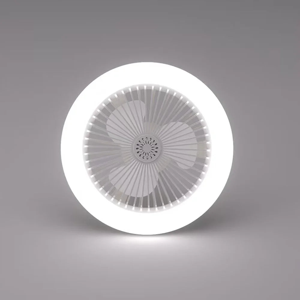 Ventilator 3in1 cu Lumină LED E27 – Rotativ, Telecomandă, Montaj Rapid în Becuri