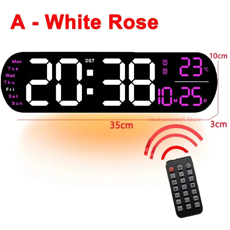Ceas LED Modern 🔥 Ecran Mare + Temperatură & Umiditate – Control cu Telecomandă